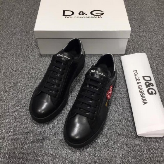 Dolce & Gabbana Sneakers Leather Red Heart Black Silver Men