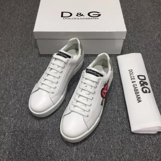 Dolce & Gabbana Sneakers Leather Red Heart White Men