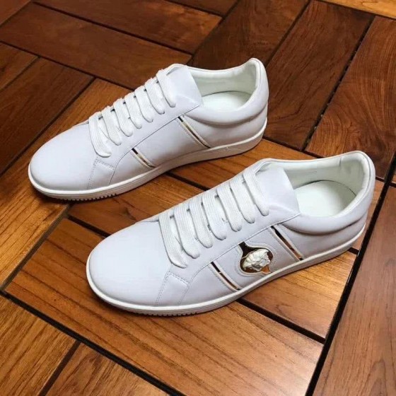 Versace Low-top Casual Shoes Cowhide White And Gold Men