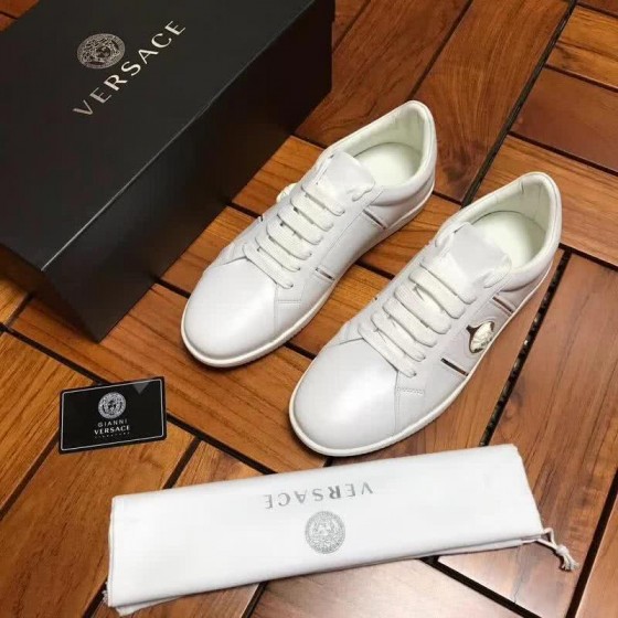 Versace Low-top Casual Shoes Cowhide White And Sliver Men