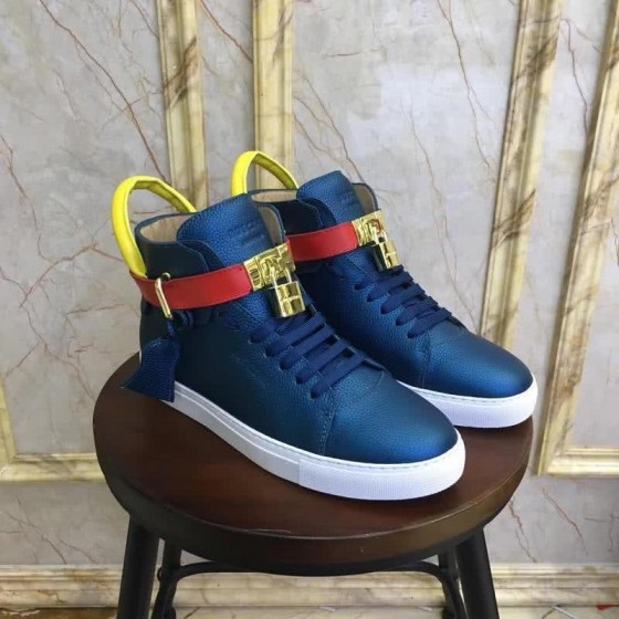 Buscemi Sneakers High Top Blue Upper White Sole Red And Yellow Belt Men