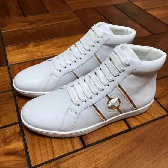 Versace High-top Casual Shoes Cowhide White And Gold Men