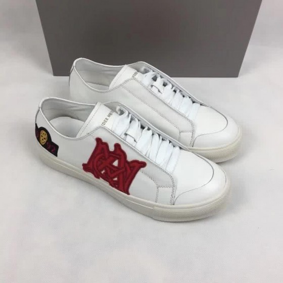 Alexander McQueen Sneakers Leather Red Painting White Men