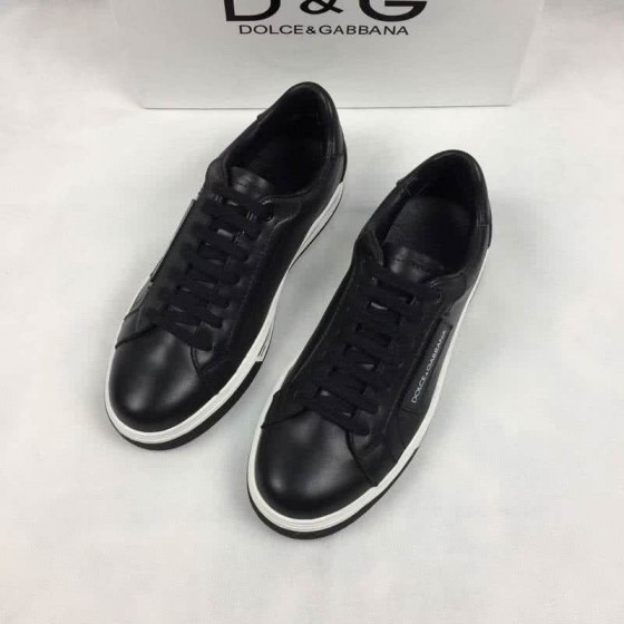 Dolce & Gabbana Sneakers Leather Black Upper White Sole Men