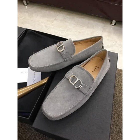 Dior Top Quality Cowhide Loafers Anti-slip Design Gray Men
