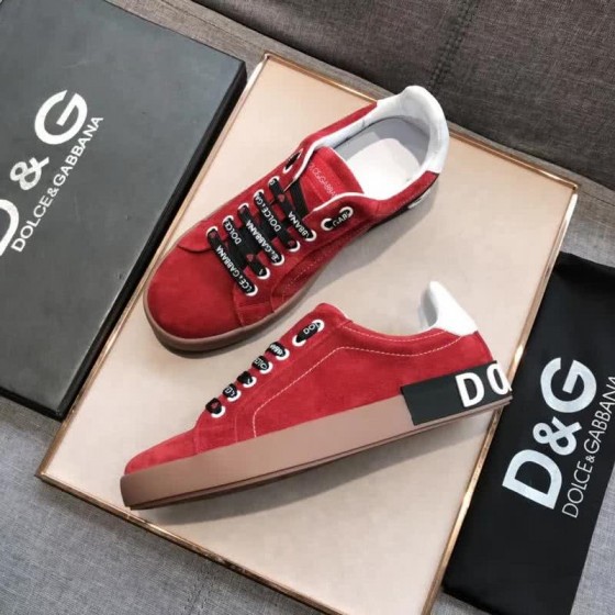 Dolce & Gabbana Sneakers Red Suede Rubber Sole Men