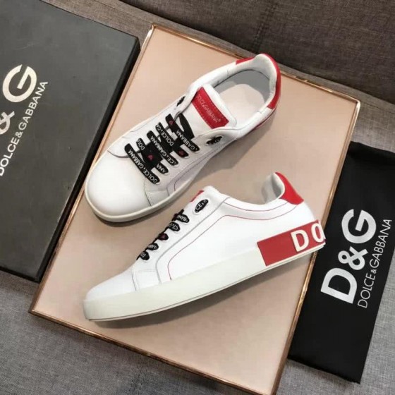 Dolce & Gabbana Sneakers Leather White And Red Men
