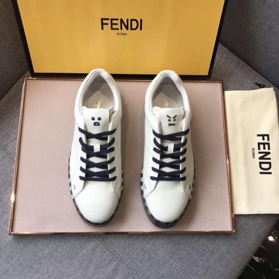 Fendi Sneakers Black Shoelaces White Upper White Sole Men