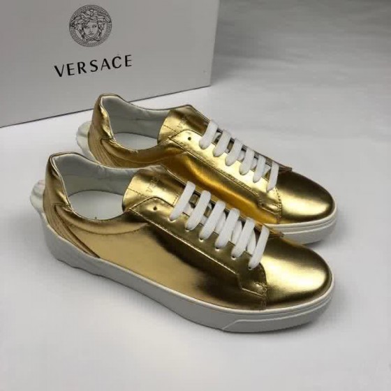 Versace Top Quality Casual Shoes Cowhide Bright Gold Men
