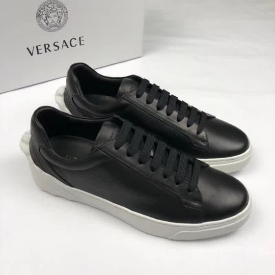 Versace Top Quality Casual Shoes Cowhide Pure Black Men