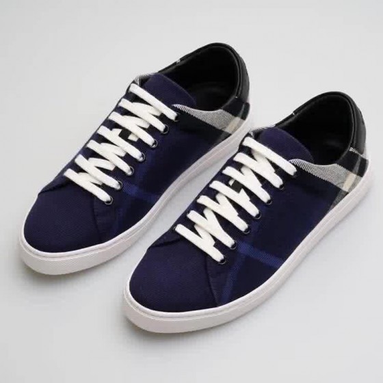 Burberry Fashion Comfortable Shoes Cowhide White And Blue Men
