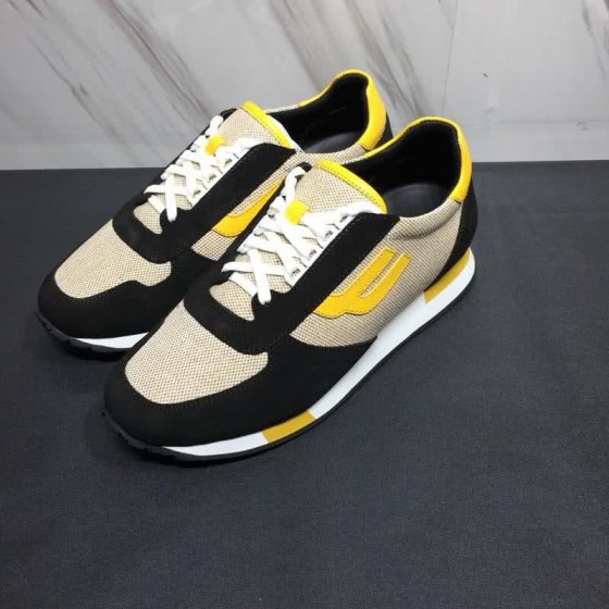Bally Fashion Leather Shoes Cowhide Black And Yellow Men