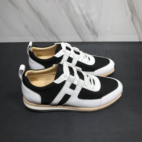 Hermes Fashion Comfortable Shoes Cowhide White And Black Men