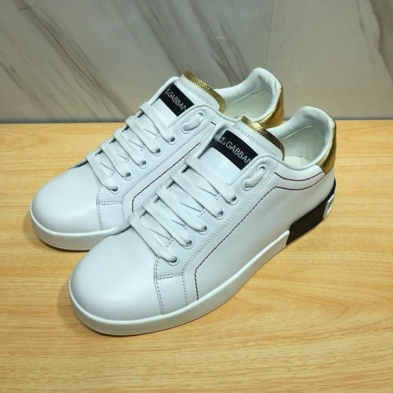 Dolce & Gabbana Sneakers Leather White Letters White Golden Black Men