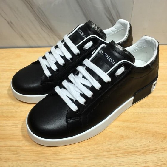 Dolce & Gabbana Sneakers Leather Black Upper White Letters And Sole Men