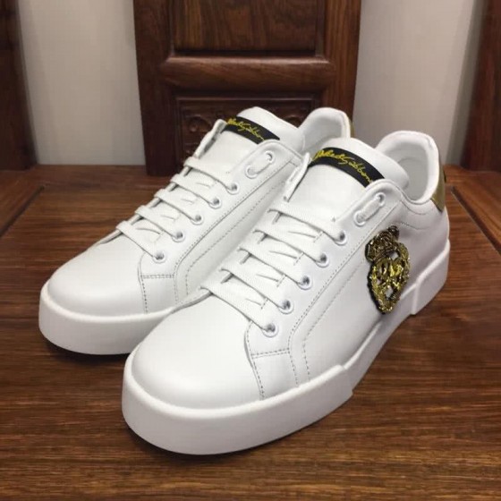 Dolce & Gabbana Sneakers Leather White Golden Men