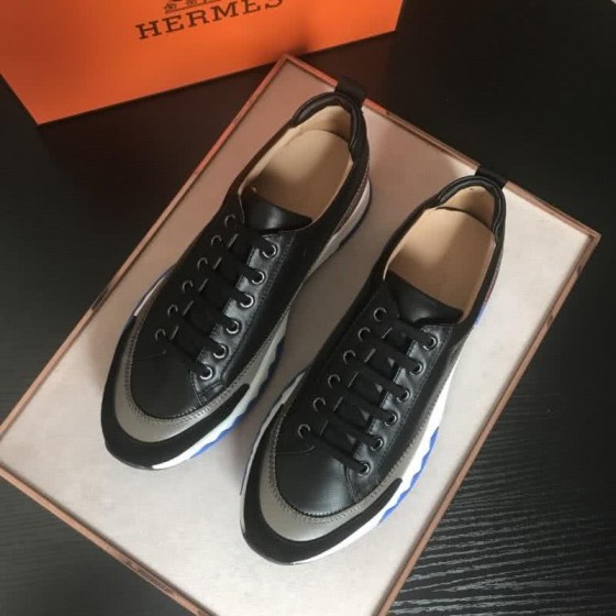 Hermes Fashion Comfortable Shoes Cowhide Green And Black Men