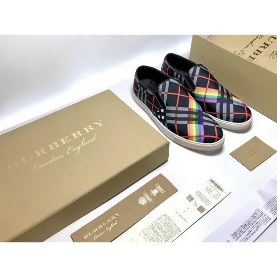 Burberry Fashion Comfortable Shoes Cowhide Black And Red Men