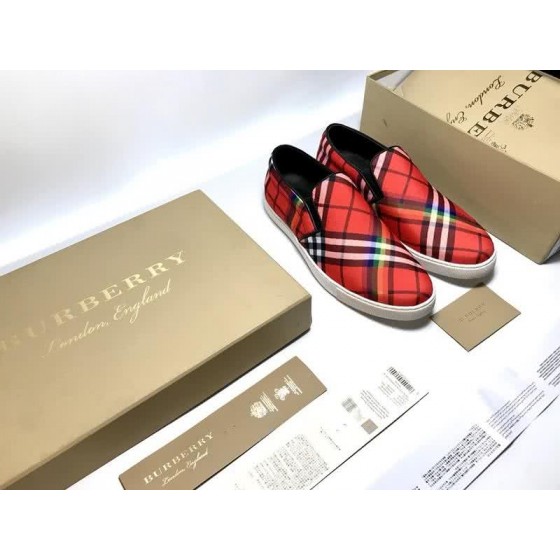 Burberry Fashion Comfortable Shoes Cowhide White And Red Men