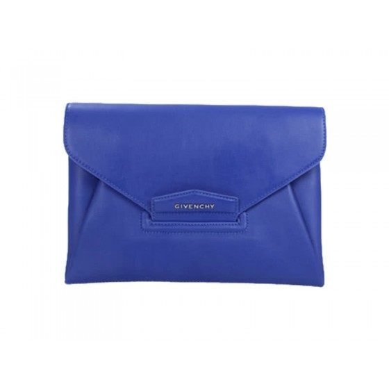 Givenchy Antigona Envelope Clutch Grained Leather Navy Blue