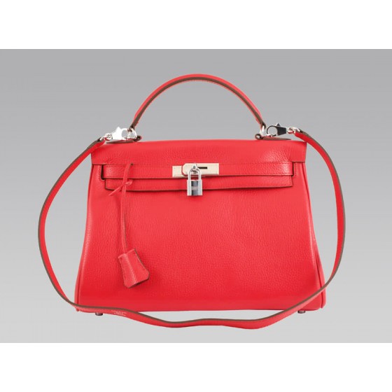 Hermes Kelly 32cm Togo Leather Clemence Rouge Vif