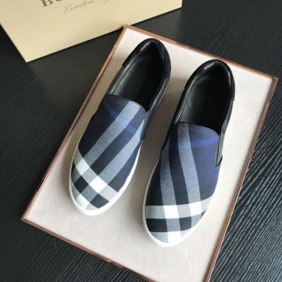 Burberry Fashion Comfortable Sneakers Cowhide Blue And White Men
