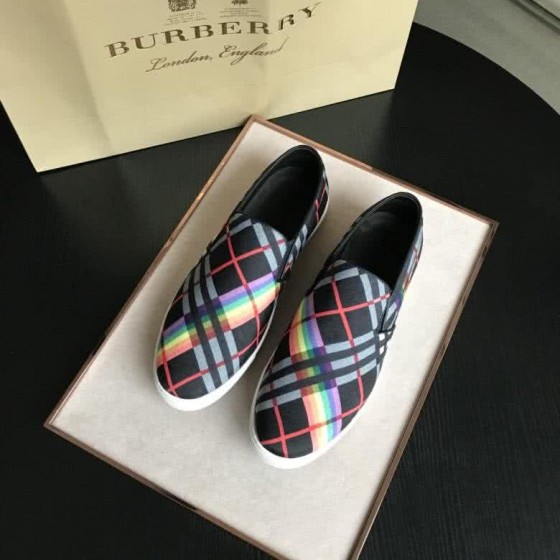Burberry Fashion Comfortable Sneakers Cowhide Blue And Red Men