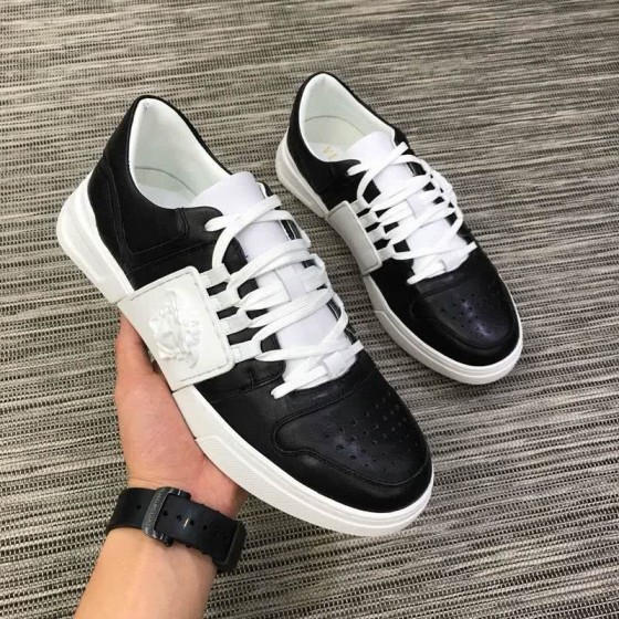 Versace Top Quality Casual Shoes Cowhide Black And White Men