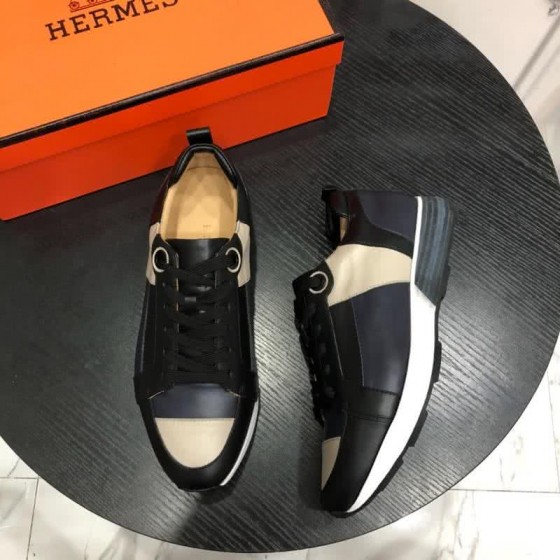 Hermes Fashion Comfortable Sports Shoes Cowhide White And Black Men