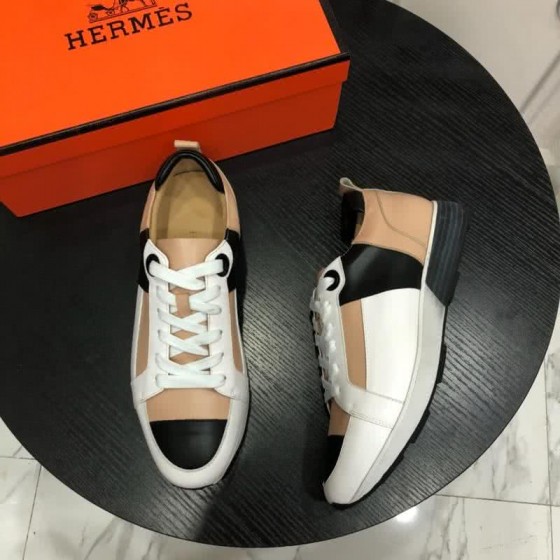 Hermes Fashion Comfortable Sports Shoes Cowhide White And Brown Men