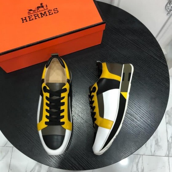 Hermes Fashion Comfortable Sports Shoes Cowhide Yellow And Black Men