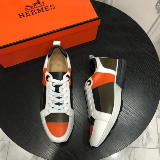 Hermes Fashion Comfortable Sports Shoes Cowhide Red Black And White Men