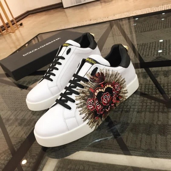 Dolce & Gabbana Sneakers Flowers White Black Men