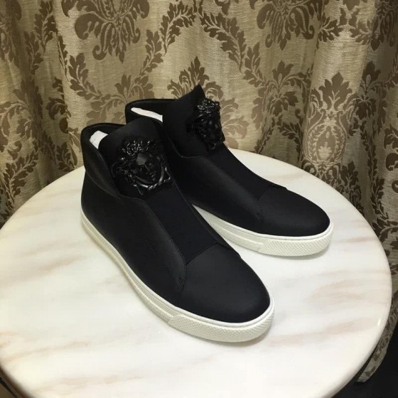 Versace New Casual Shoes Cowhide Matte Black  Men