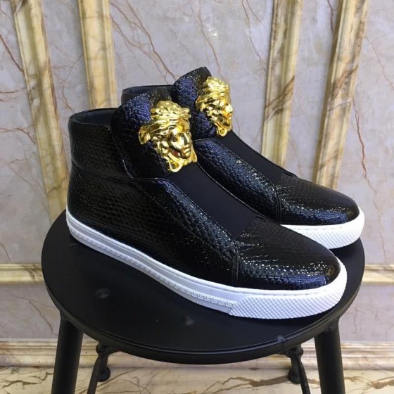 Versace New Crocodile Pattern Cowhide Casual Shoes Black Men
