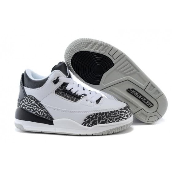 Air Jordan 3 Shoes White Grey Children