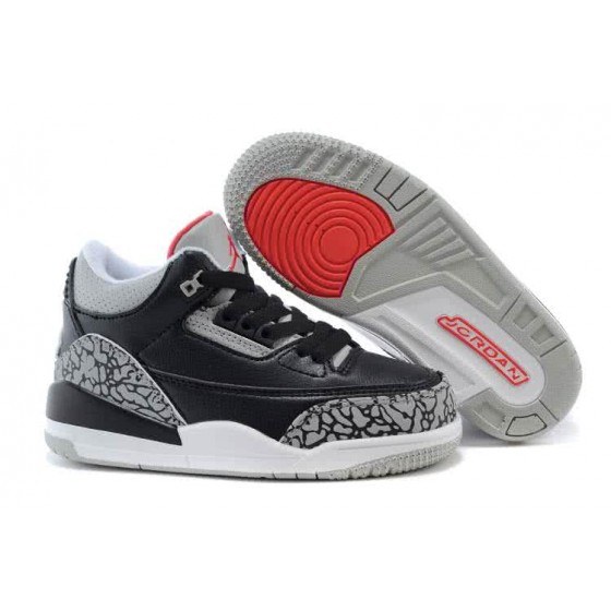 Air Jordan 3 Shoes Black And Grey Chirlden