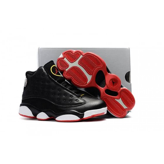 Air Jordan 13 Kids Black Upper White And Red Sole