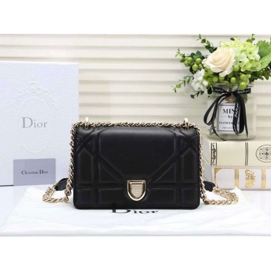 Dior Small Diorama Lambskin Bag Black d0526