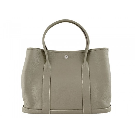 Hermes Garden Party Togo Leather Tote Bag Grey