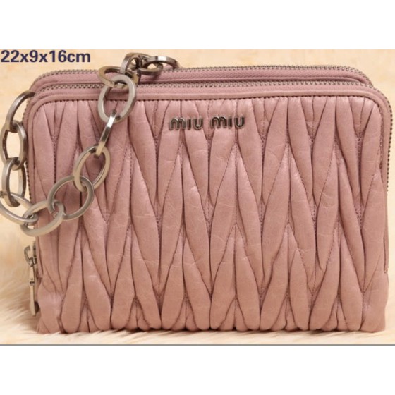 Miu Miu Glazed Matelasse Leather Mini Shoulder Bag Light Pink