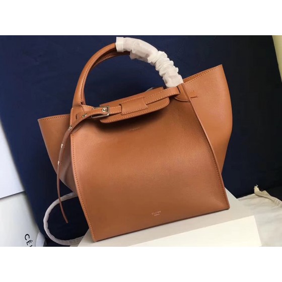 Celine Small Big Bag With Long Strap In Supple Grained Calfskin Camel