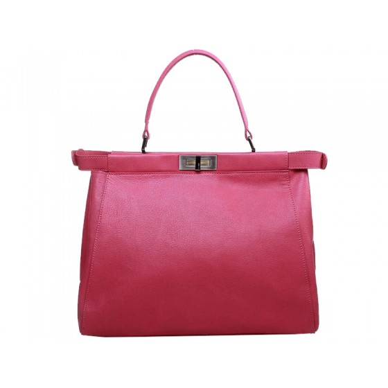 Fendi Peekaboo Calfskin Leather Bag Hot Pink
