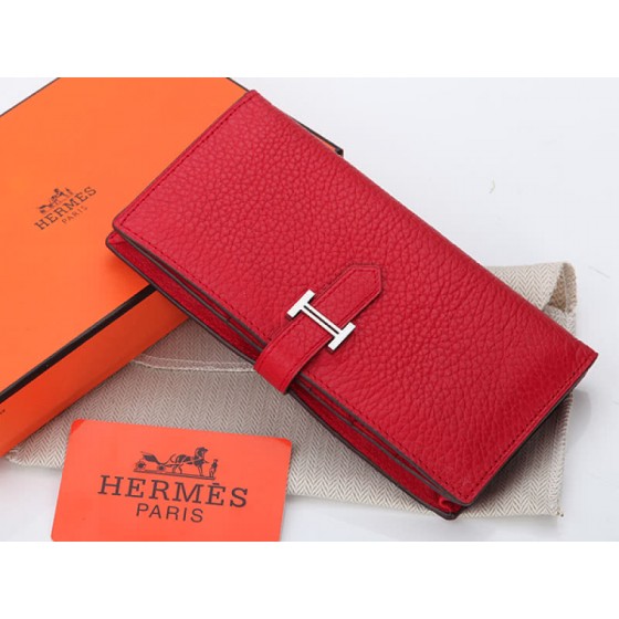 Hermes Dogon Togo Original Calfskin Bearn Japonaise Bi-Fold Wallet Red
