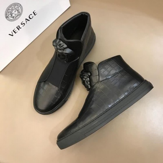 Versace Crocodile Leather And Cowhide Boots Black Men