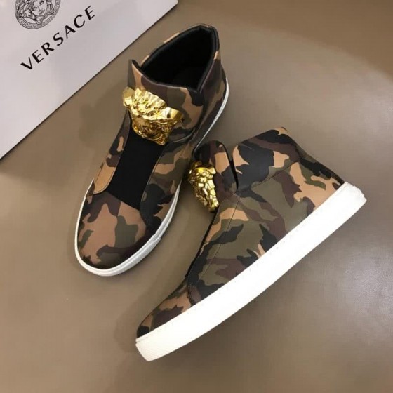 Versace Crocodile Pattern Cowhide Casual Shoes Black And Camouflage Men