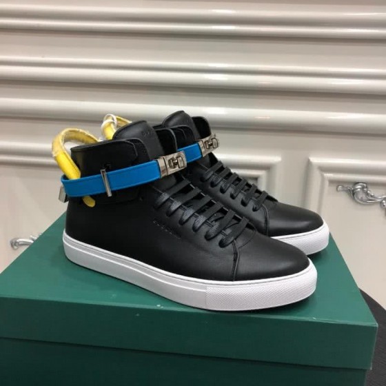 Buscemi Sneakers Black Leather Blue Yellow Belts Men