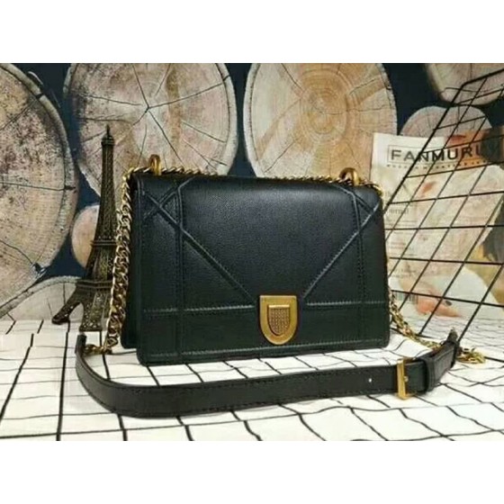 Dior Diorama Calfskin Aged Gold Hardware Bag Black d1771