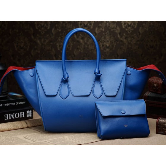 Celine Tie Nano Top Handle Bag Leather Blue