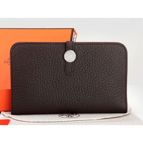 Hermes Dogon Togo Original Leather Combined Wallet Choco